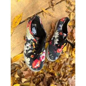 Women's Floral Vans Shoes Black Flower size 4.5-5 or 2.5y kids like new